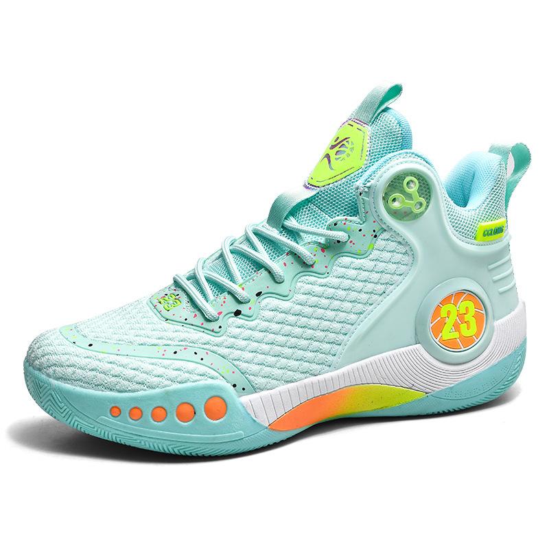 Большие размеры сетчатые мужские дышащие кроссовки новые кроссовки до середины голени для пар фактические боевые баскетбольные кроссовки для тренировок