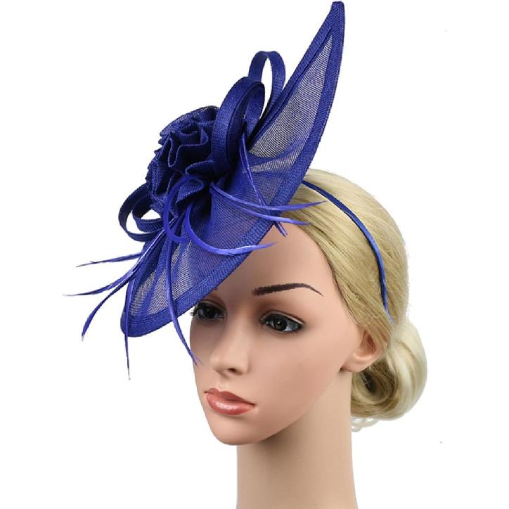 DOITOOL Bridal Blue Mesh Top Hat Fascinator for Women Wedding Tea Party Headband Clip, Elegant Cocktail Wedding Accessory for Banquet and Special