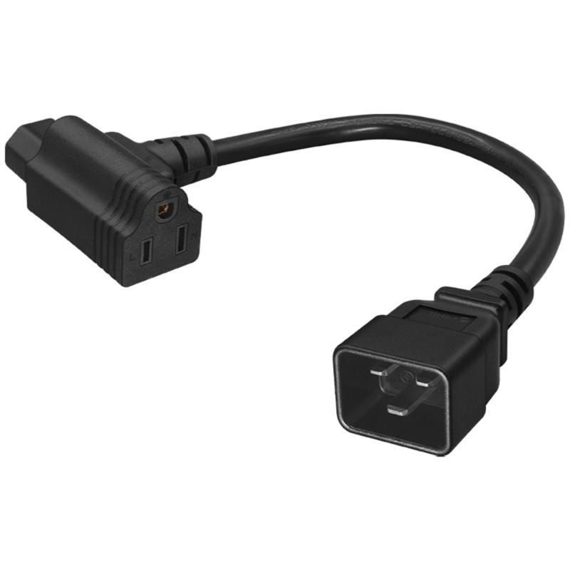 Y Split Power Cord C20 to C13 & NEMA 5-15R 14AWG Strong Cable Power Splitters Cord for Office Homes Electronics