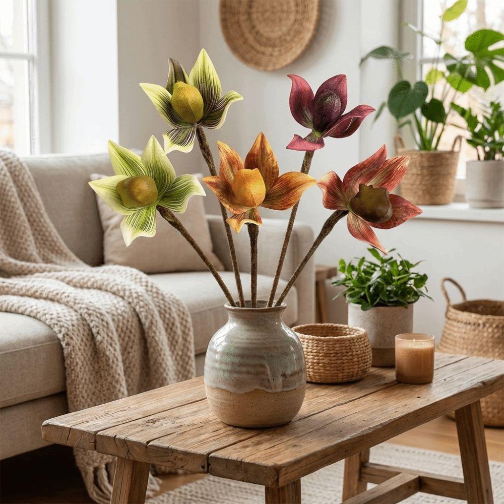 Single Branch Simulation Orchid Real Touch Silk Orchid Flower Outdoor Indoor Decor