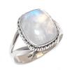 Natural Rainbow Moonstone Gemstone 925 Solid Sterling Silver Gift Ring S.9 C9a37