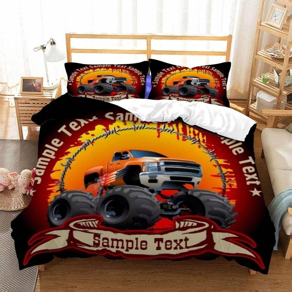 Постельное белье на гоночную тематику с 3D-принтом мультяшного монстр-трака, мягкое пуховое антиаллергенное пуховое пододеяльник, комплект постельного белья для взрослых, подростковое