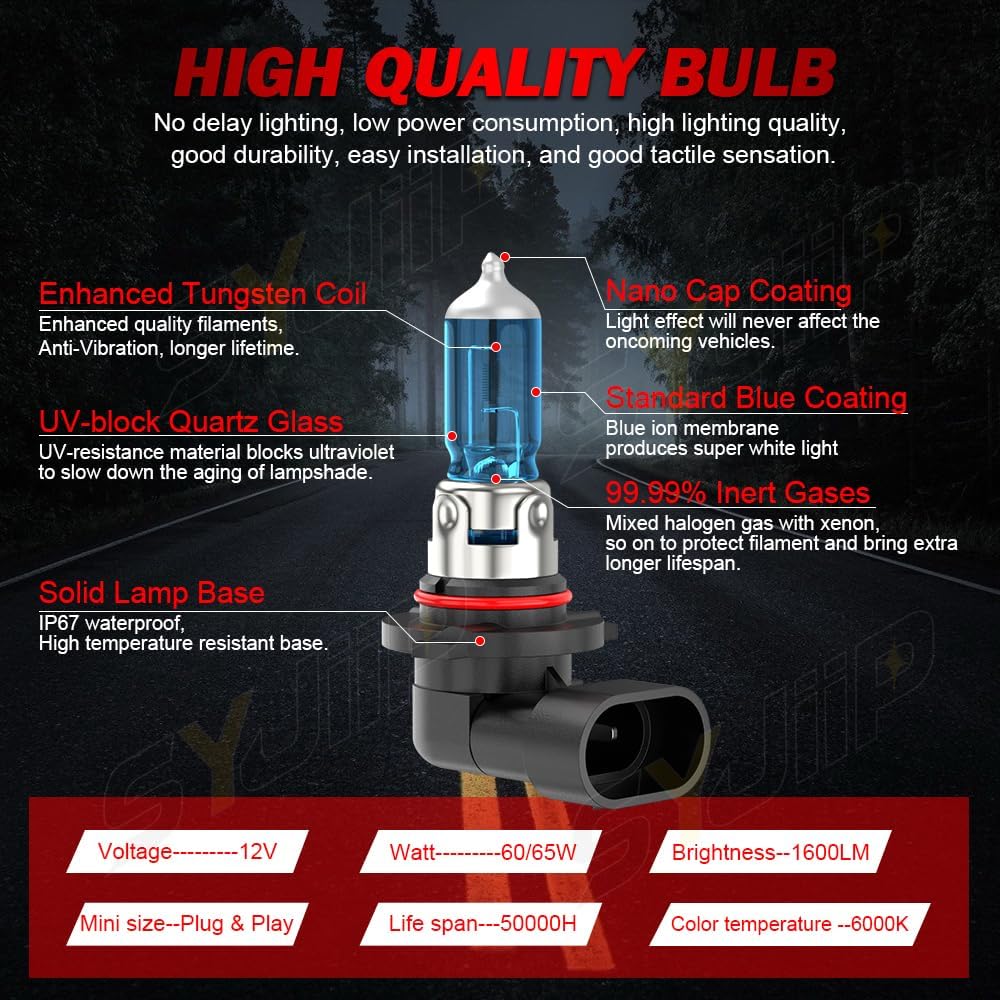 Upgraded Halogen Headlight Bulbs For Compatible For Chevy Silverado 1500 (2007-2015)/ 2500 3500 (2007-), 9005 H11 High And Low Beam Halogen Headlamp
