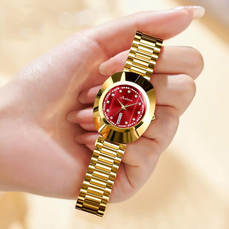 New Top Waterproof Women's Watch Light Luxury Diamond-encrusted Quartz Watch Double Calendar Women's Wristwatch