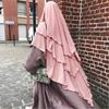 Plain Three Layer Chiffon Hijab Prayer Khimar Solid Color Arabian TURkiye Shawl Headscarf 136X120cm