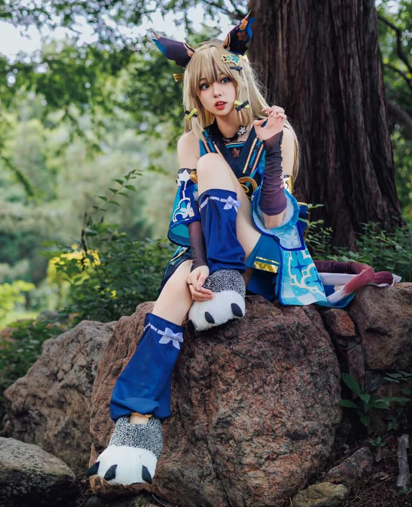 [NOKIJP] Костюм для косплея Кирары из Genshin Impact, Молния, Команая, Нэкомата, Кирара, Косплей Кирары из Genshin Impact (Костюм Кирары, Размер L)