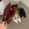 Fashion Temperament Women's Flats Mary Janes Shoes Three Color Pointed Toe Low Heels Ladies Vintage Simple Red Elegant Women Dress Shoes