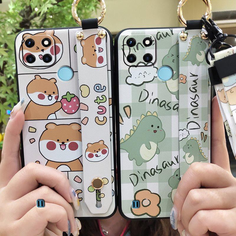Fashion Design Dirt-resistant Phone Case For OPPO Realme C21Y/C25Y Wristband Soft Case Waterproof Anti-dust Back Cover