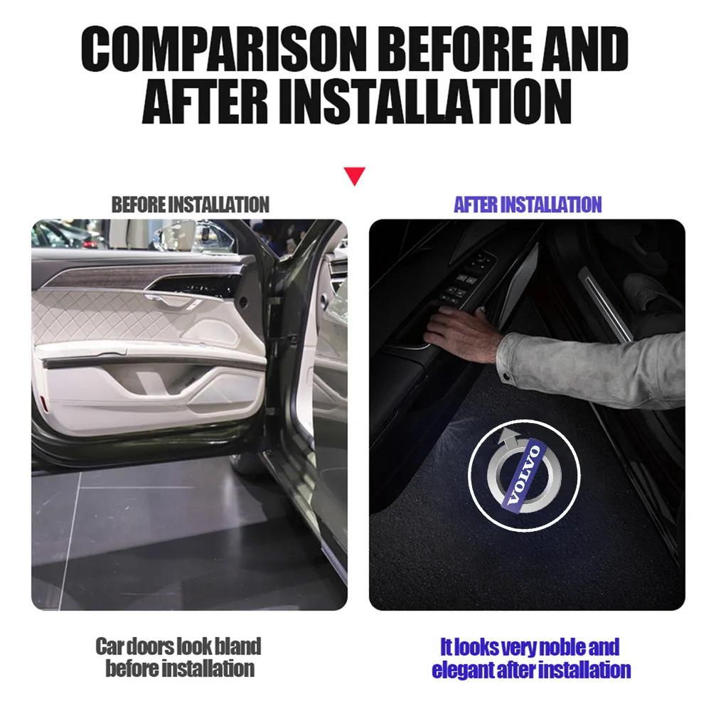 Car styling Auto Door LED Decoration Wireless Welcome Light Logo Projector For Volvo XC90 S60 V40 XC60 S80 S40 V70 V50 S90 T6