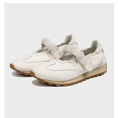 Туфли Мэри Джейн на платформе Dexun Shoes Женские 2025 Новые Кожа Жемчуг Липучка Повседневные Спортивные Балетки