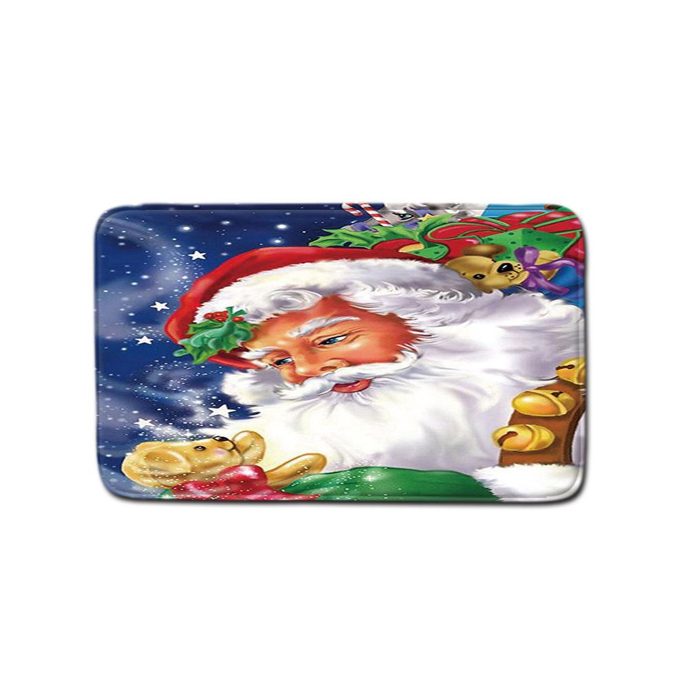 Christmas Shower Curtain Floor Mat Combination Four-Piece Set Bathroom Toilet Carpet Shower Room Mat Foot Mat