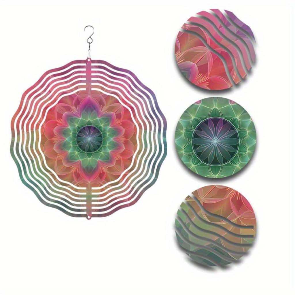 10-дюймовый металлический колокольчик ветра в богемном стиле, красочный вращающийся дизайн для декора сада, патио, не требует батареек, с крючком, идеальный подарок