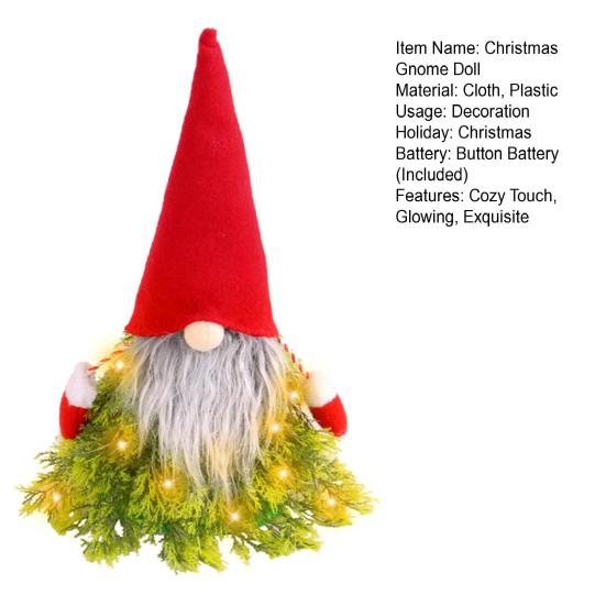 Рождественский гном, ветка дерева, светящийся орнамент, реалистичная искусственная кукла, милая карликовая кукла, светящееся украшение, сцена для рождественской вечеринки