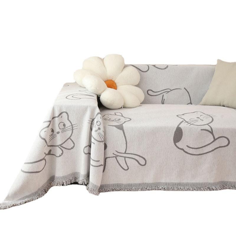Чехол для дивана с мультяшным котом, ткань «Четыре сезона», универсальная нескользящая подушка из синели, не царапающая, полностью покрытый чехол для дивана, полотенце