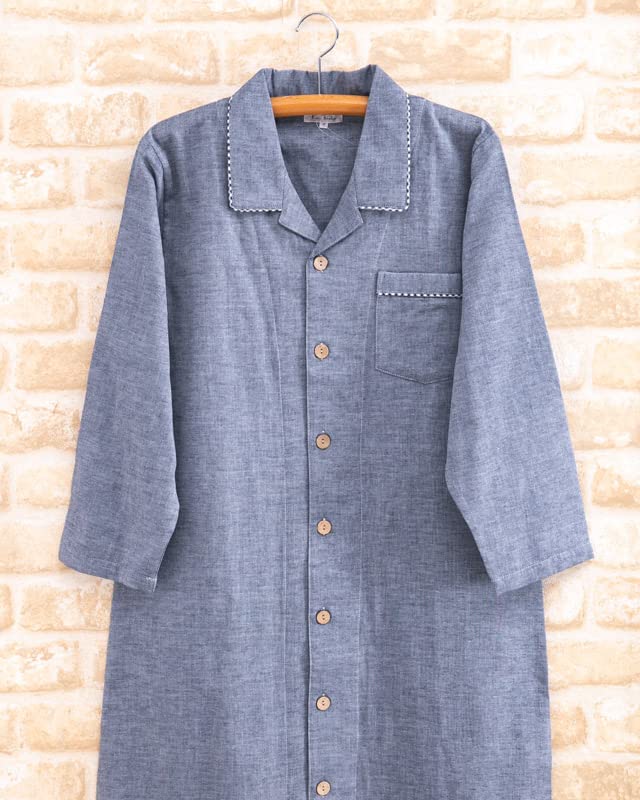 Eye Unisex Long Sleeve Sleeper Cotton Double Perfect for Spring and 15005 K's Open-Front Pajamas, 100% Gauze, Autumn, (M. Navy)