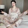 Пижама женская с длинными рукавами пижама костюм с цветочным принтом высококачественная можно носить на улице домашняя одежда пижама