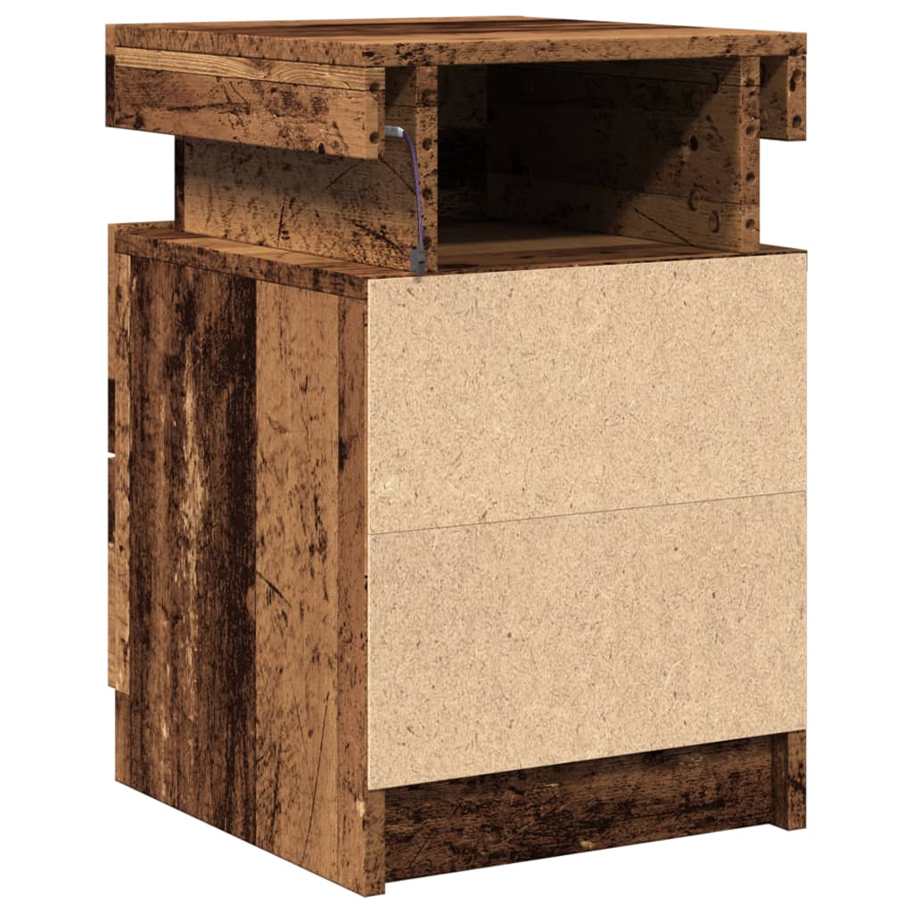 LED Nightstands (2 pcs) Rustic Wood Look 35 x 39 x 55 cm Engineered Wood