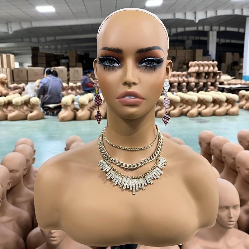 European & American Mannequin: Half Body with Double Shoulders for Wig, Jewelry, and Necklace Display