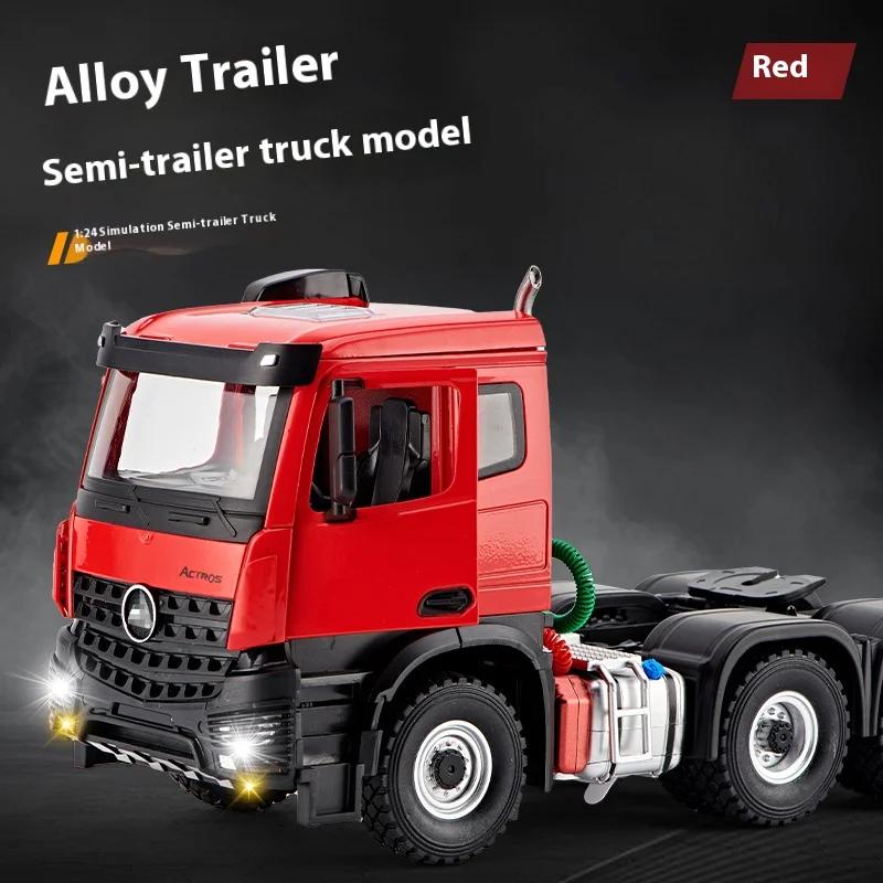 AATJ1 1:24 Mercedes Benz Actros Tractor Atania Semi Trailer Truck Alloy Metal Diecast Model Car Sound & Light Collecting Hobbies Gifts
