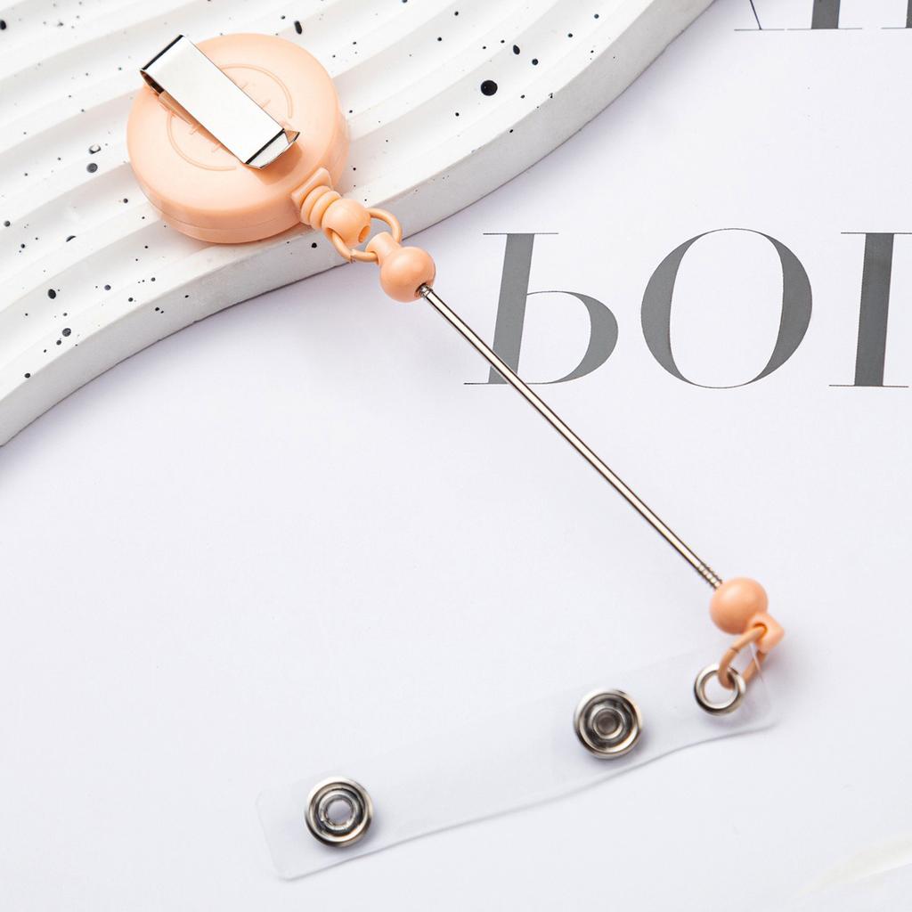 Card Holder Retractable Easy Pull Buckle Creative Beads Keychain Retractable Buckle Work Badge ID Easy Pull String Buckle