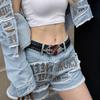 Панк Y2K Ремень с заклепками-сердечками - Винтажный дизайн субкультуры