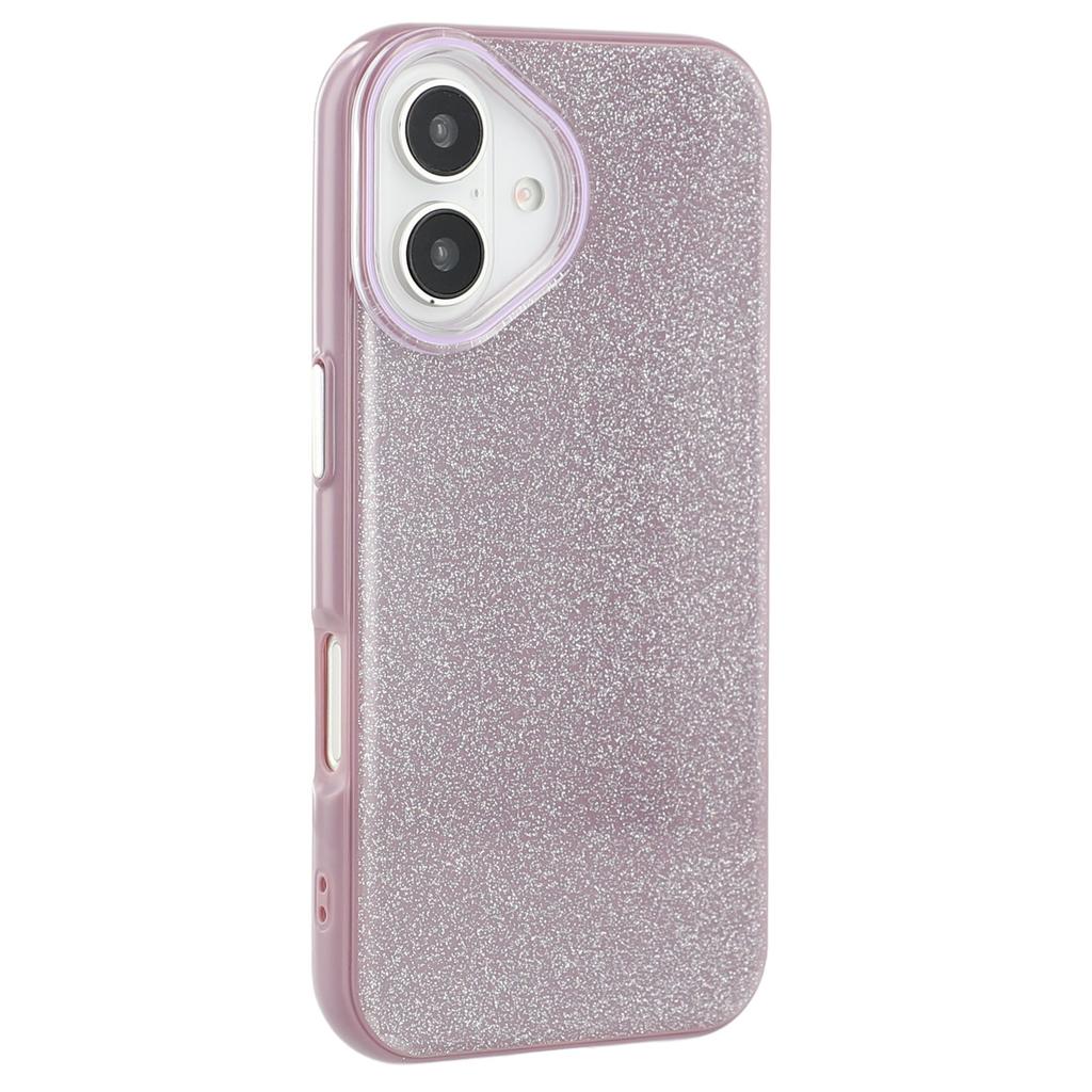 For iPhone 16 Case Glitter Design IMD TPU + PC Phone Back Cover - Black