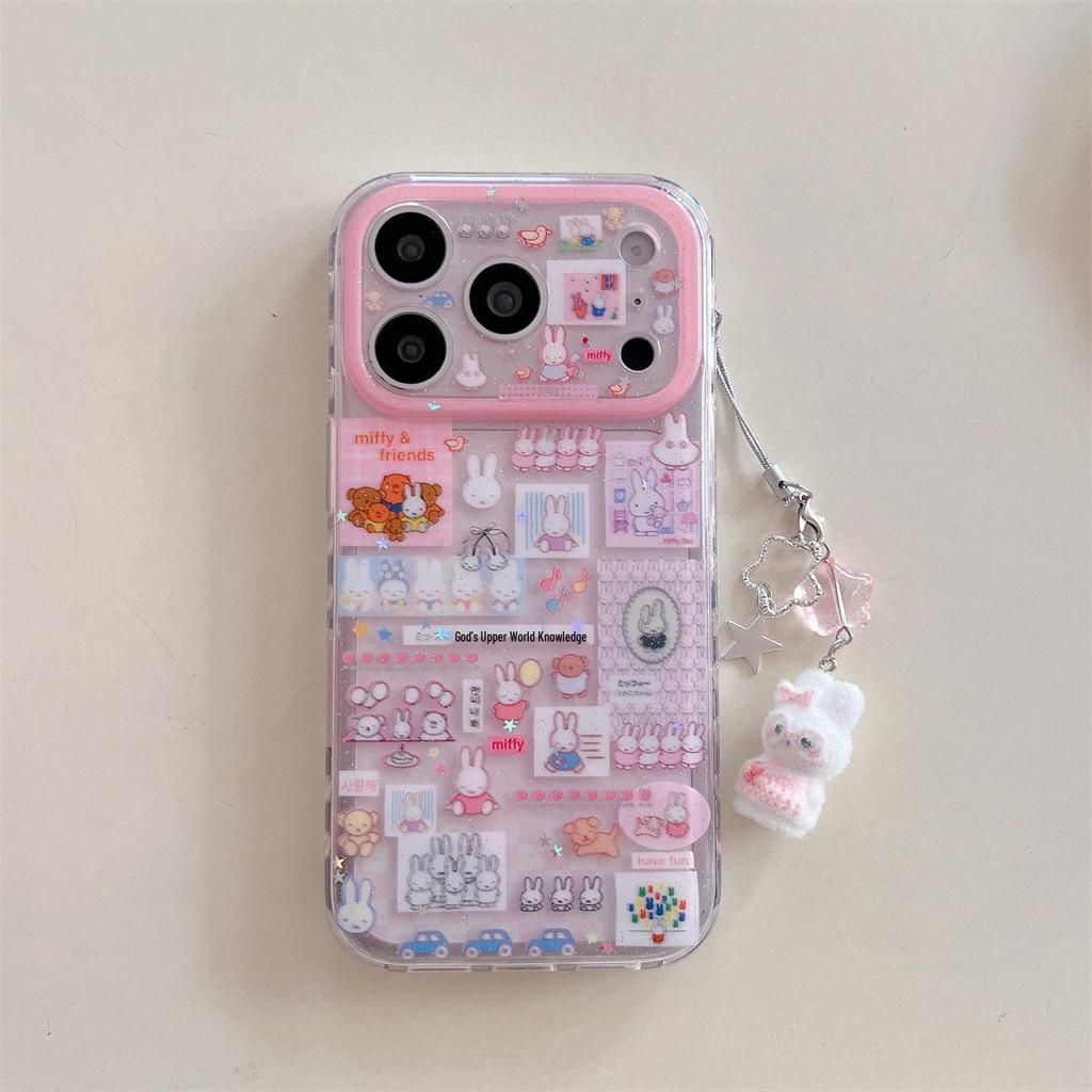 Мультяшный кролик, двухслойный пэчворк, противоударный чехол для iPhone 14/13, совместим с Apple 17/16/15 PROMAX.