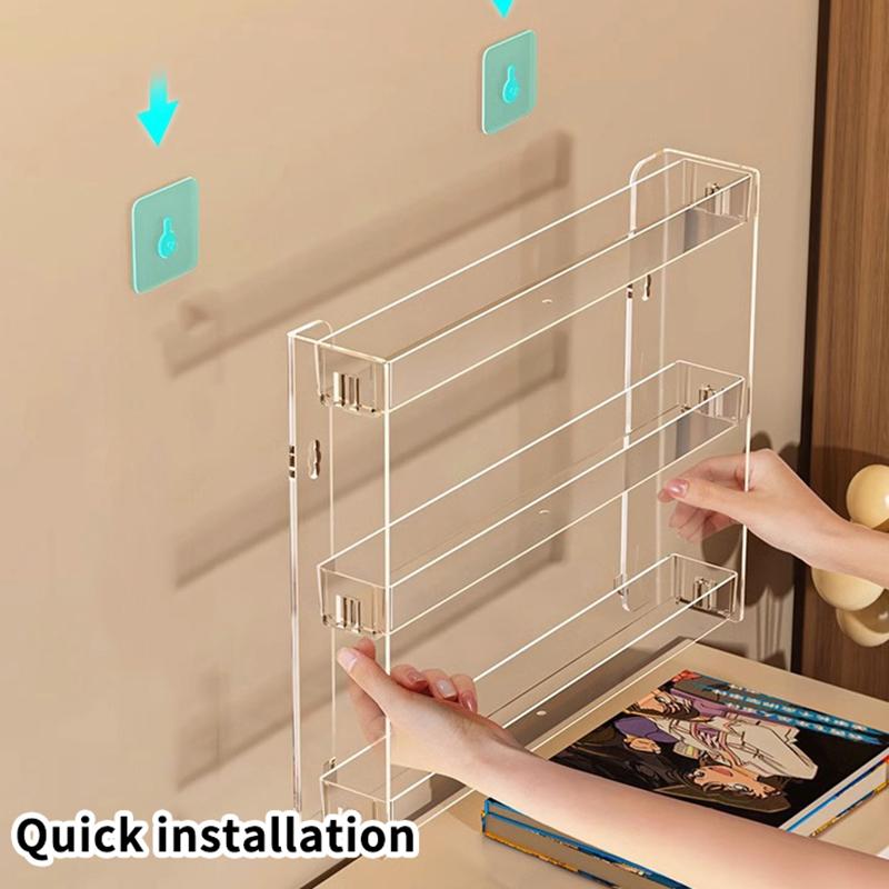 Универсальный 3-слойный прозрачный настенный держатель для лака для ногтей, держатель для косметики, органайзер для маникюрных инструментов
