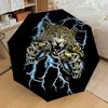1pc Leopard, Lightning Automatic Folding Umbrella, Portable Collapsible Design, 8-Rib Iron Frame, Outdoor Accessory yy250905075