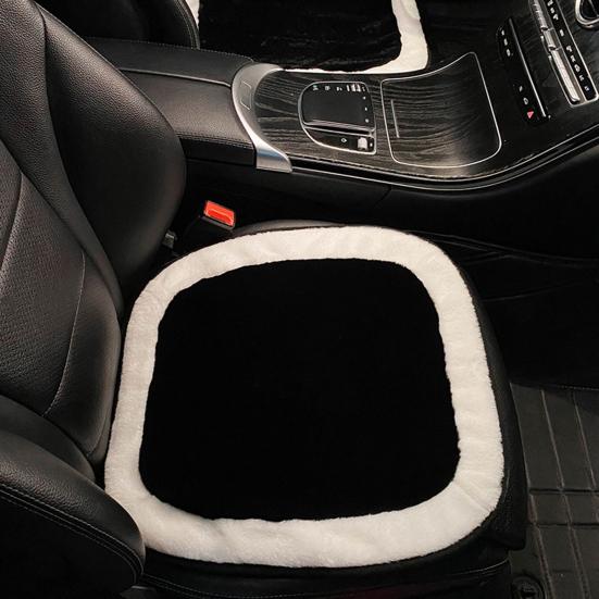 Уютная подушка для автомобильного сиденья, зимняя плюшевая четырехсезонная черно-белая волокнистая грелка, автомобильные аксессуары