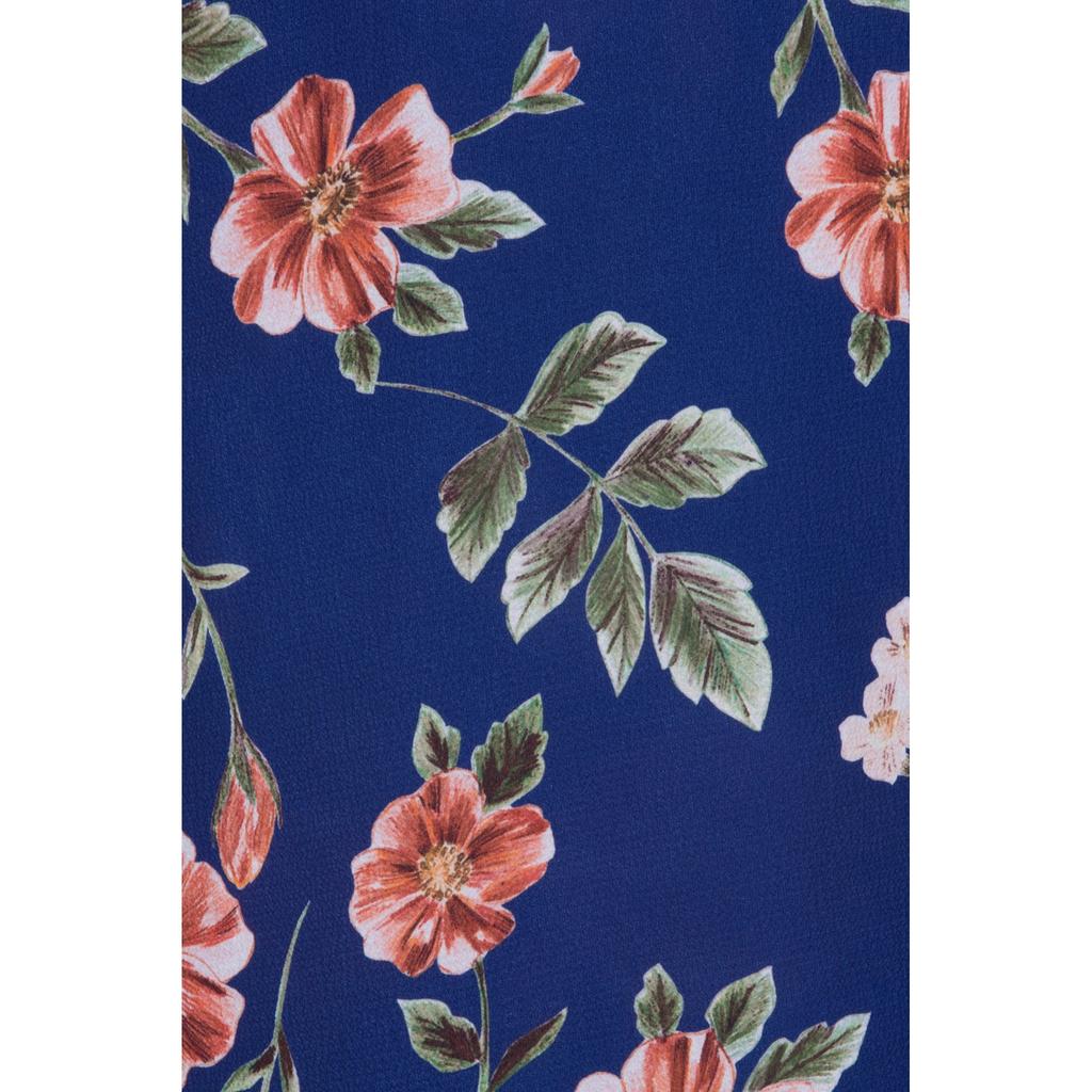 Girls On Film Curvy Womens/Ladies Navy Rose Print Wrap Dress