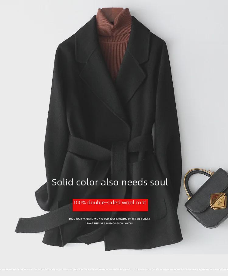 Женское короткое двухстороннее кашемировое пальто - коллекция осень/зима 2024 г.