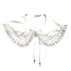 Women Girls Vintage Lolita False Fake Collar Shawl Sweet Ruffles Lace-Up Bow Decorative Necklace Choker Short Poncho