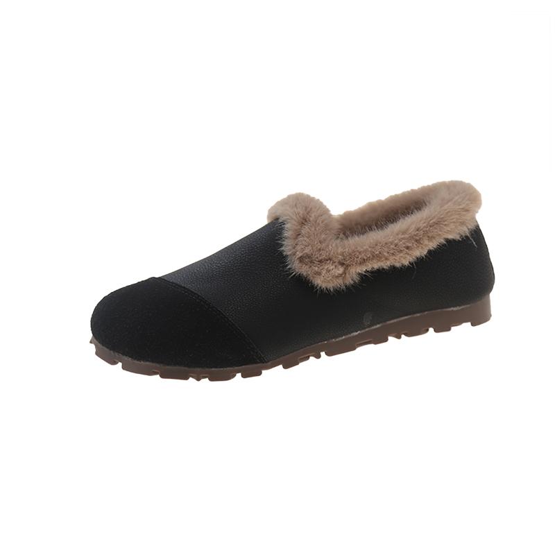 Fashion Aphixta Soft Furry Loafers Flat With Women Shoes Black Casual Round Toe Flats Woman Classic Shoe Autumn Winter Loafers
