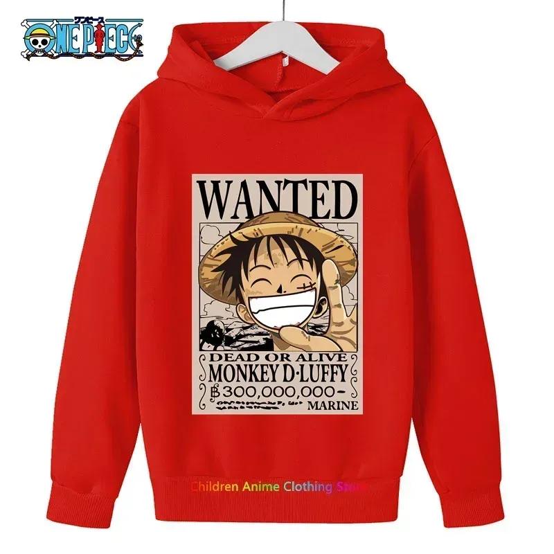 Spring Autumn One Piece Hoodie for Boys Anime Luffy Hoodie Sweatshirt Kids Coat Men's Clothing Sudaderas