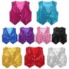 Kids Boys Tops Glittery Sequined Shirt Vest Costumess for Choir Jazz Dance Stage Performance