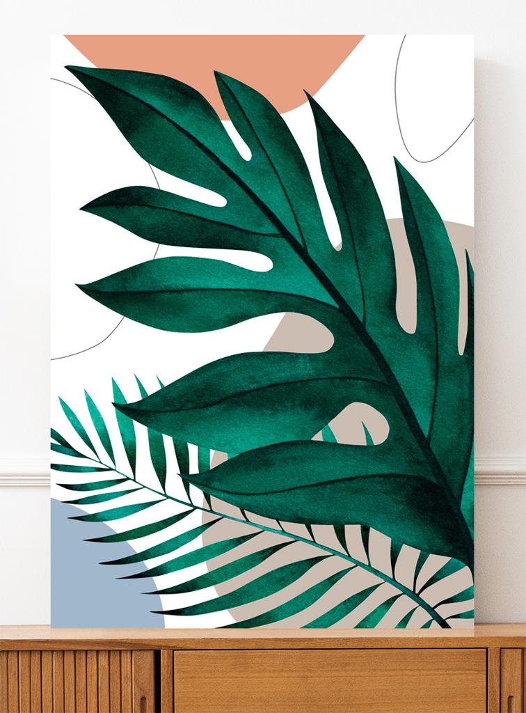 Зеленые листья бохо постер