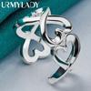 URMYLADY Стерлингового Серебра 925 пробы Сердце Любовь Кольцо Для Женщин Свадебная Вечеринка Модные Очаровательные Ювелирные Изделия
