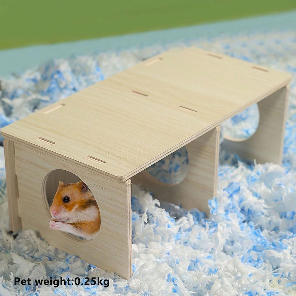 1pc Solid Wood Hideaway House, For Hamster Squirrel, Small Pet Aquascape Toys, Small Animal Cage Accessories
