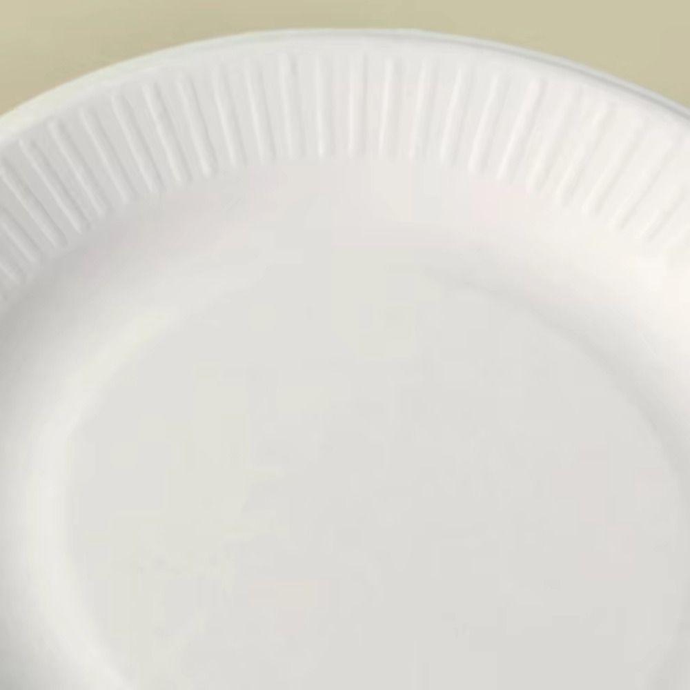 50Pcs Round Disposable Tableware Heat Resistant Pulp Lunch Boxes Disposable Paper Plates Picnic