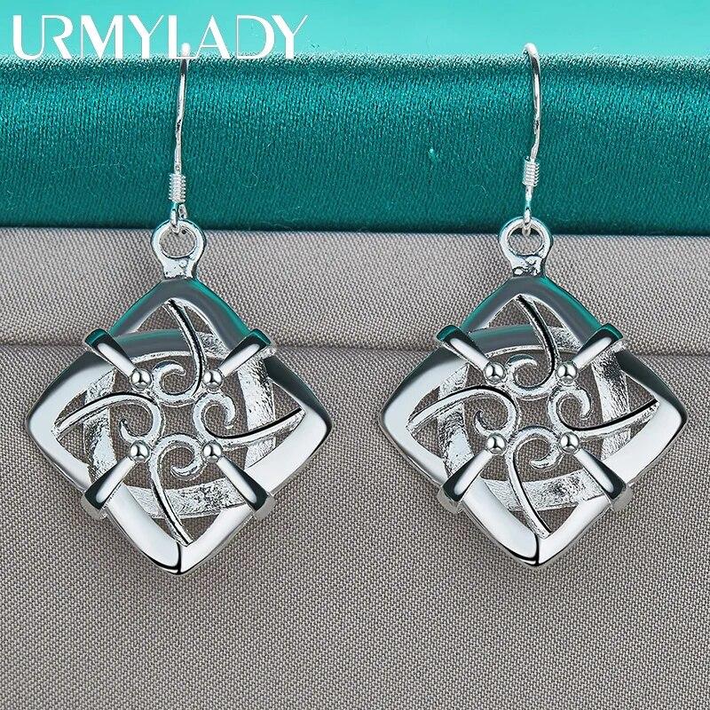 URMYLADY стерлингового серебра 925 пробы четыре листа цветок серьги для женщин очаровательные свадебные вечерние модные украшения