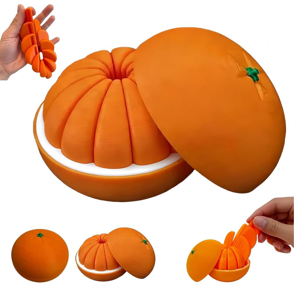 3D Printed Citrus Fruit Fidget, Orange Lemon Fidget, Expandable Spiral Chain Ball, Twist Fidget Ball, Portable Toys for Stress Relief, Desktop Decor