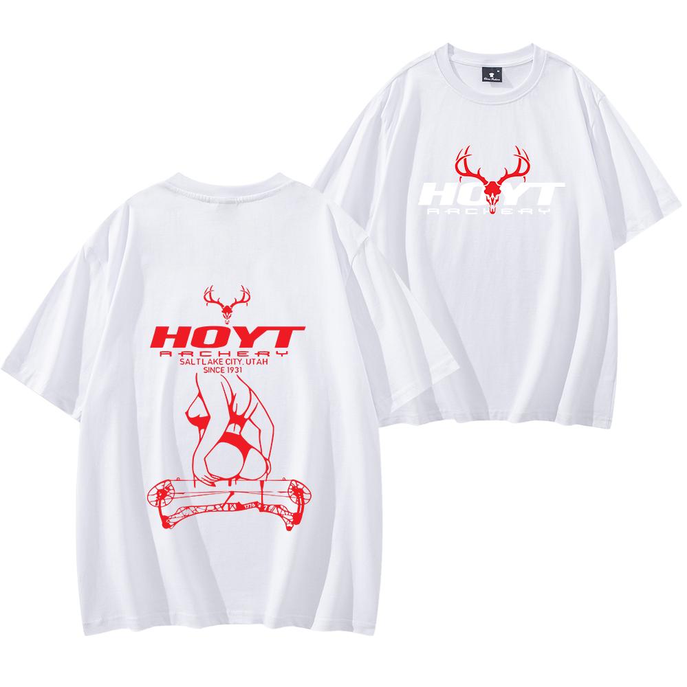 Футболка Hoyt Archery Sexy Girl Унисекс с коротким рукавом Повседневная хлопковая футболка Мужская Женская Уличная одежда Футболка Тактическое снаряжение для любителя охоты