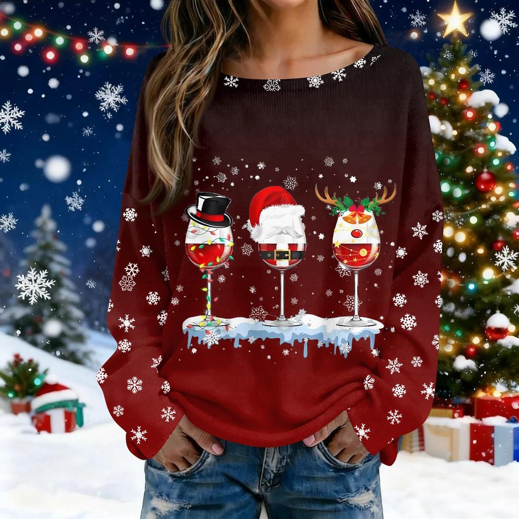 Christmas Sweatshirts For Women Knit Sweater Cute Shirt Fall Crewneck Pullover Tops
