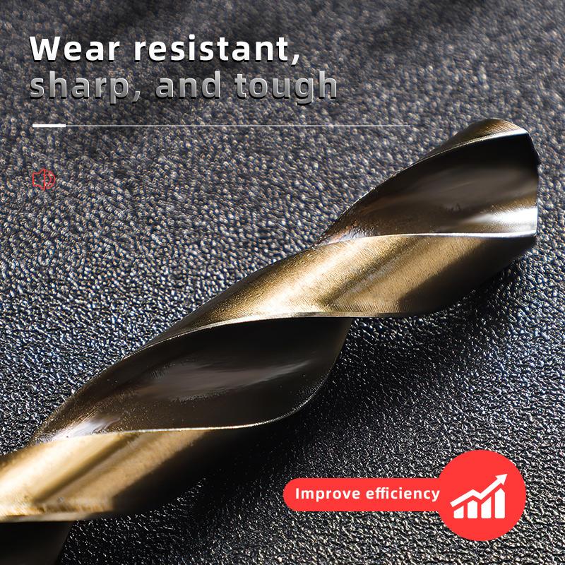 19 Piece Set, Woodworking Metal Drill Straight Shank High-Speed Steel Fried Dough Twists Drill Suitable for Metal Brick Concrete