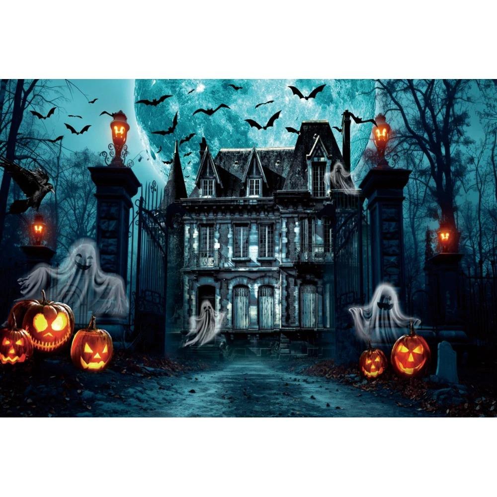 Счастливого Хэллоуина вечеринка украшение подвесная ткань ужас луна тыква ведьма летучая мышь замок фотостудия фон ткань