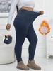 Леггинсы больших размеров с карманами на осень/зиму, утепленные флисом, с высокой посадкой, верхняя одежда, женские зимние теплые леггинсы