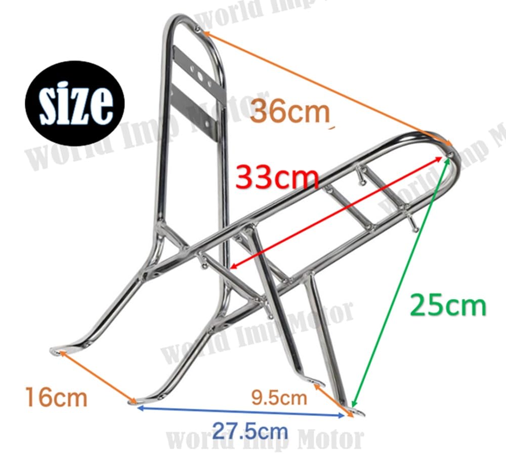 Compatible Honda Joker Sissy Bar with Rear Carrier and Universal Motorcycle Custom Aftermarket Parts 50/90cc Backrest, Chrome, Parts,