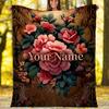 Custom Name Floral elegance vintage charm Flannel Fleece Blanket Cozy Warm Throw Blanket For Couch Bed Travel All Season Use