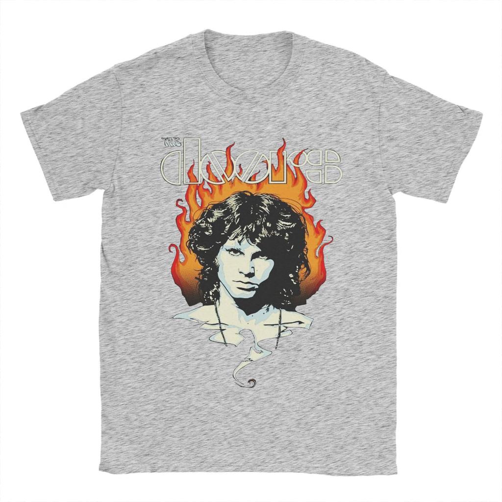 Мужская футболка The Doors  Винтажная музыка   Винтажная хлопковая футболка Футболка с круглым вырезом и коротким рукавом Летние топы